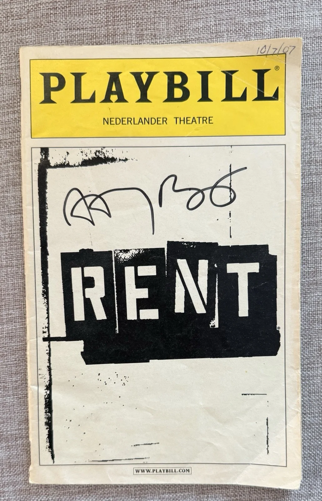 Anthony Rapp — RENT 2007 Anthony Rapp Signed Autographed Playbill Magazine