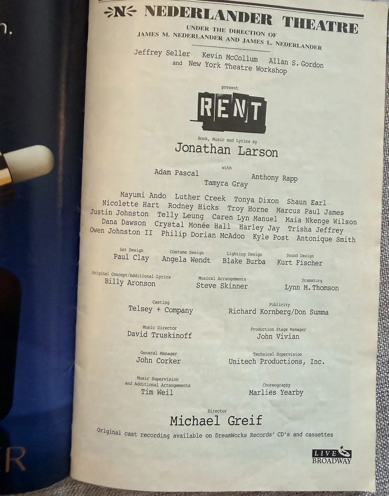 Anthony Rapp — RENT 2007 Anthony Rapp Signed Autographed Playbill Magazine, image 3