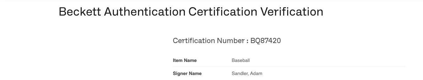 Adam Sandler — Adam Sandler Signed Rawlings Baseball Auto Beckett BAS COA Happy Gilmore, image 4