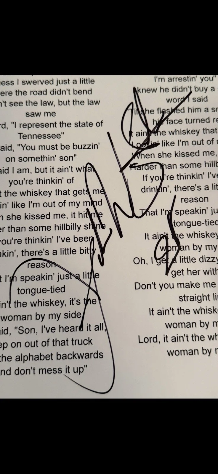 JAKE WORTHINGTON SIGNED AUTOGRAPHED “IT AIN'T THE WHISKEY” LYRIC SHEET, изображение 2