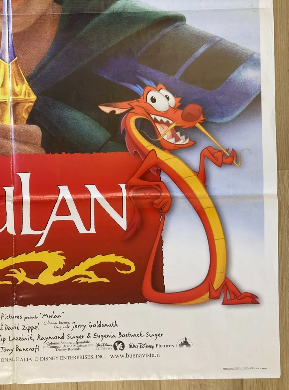 MULAN 1998 Original Cinema ITALIAN 2 Fogli Movie POSTER 39x55in Disney, изображение 5