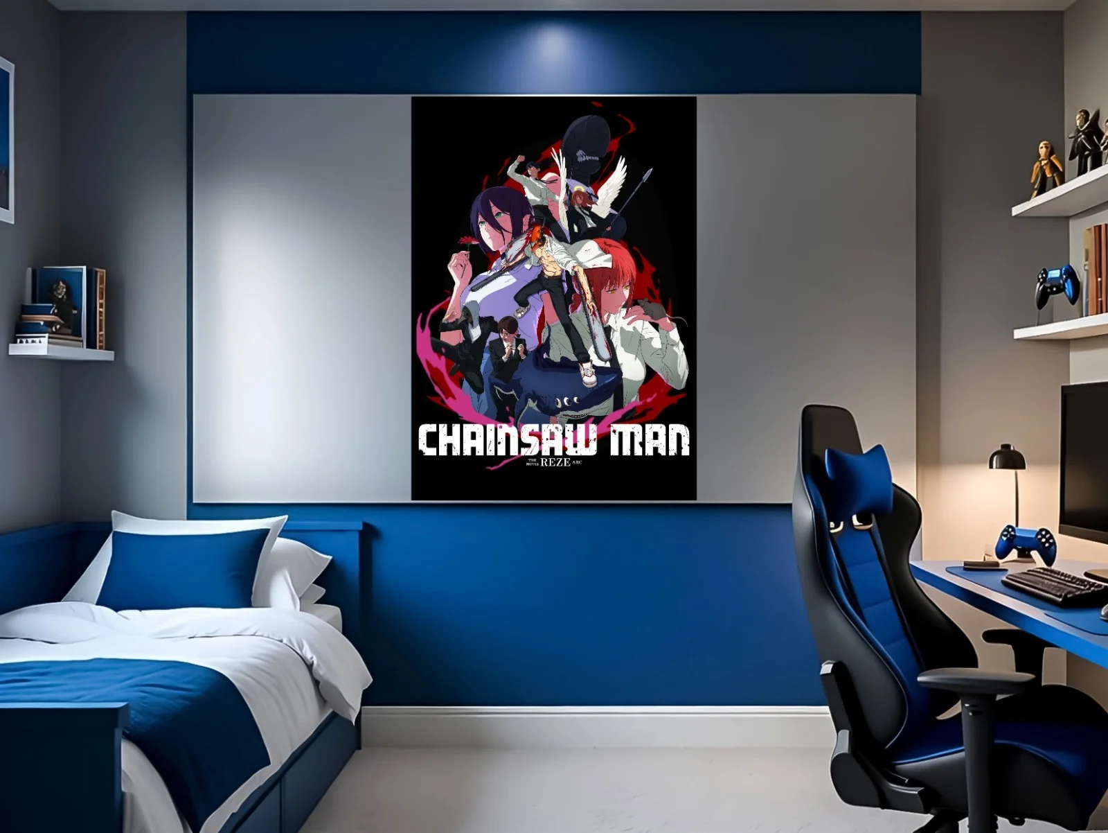 Large A0 A1 A2 A3 Chainsaw Man Yoru Japanese Anime Movie Wall Art Poster Mancave, изображение 2