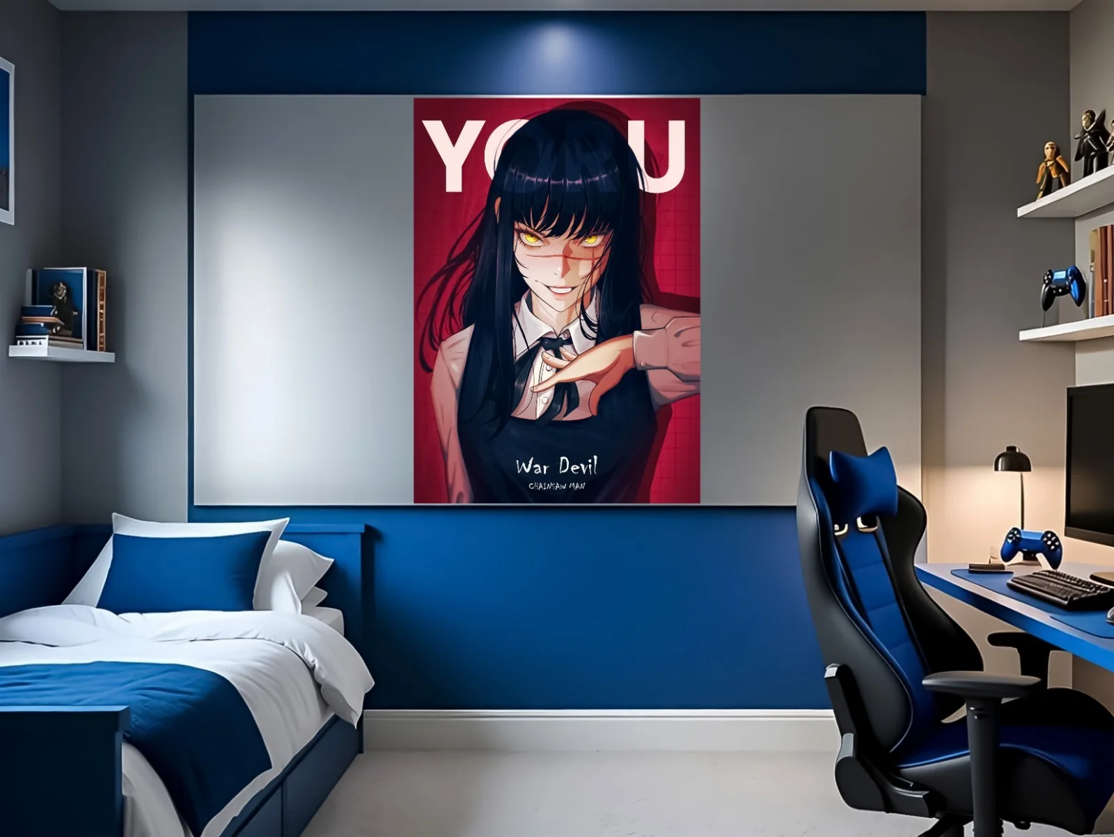 Large A0 A1 A2 A3 Chainsaw Man Yoru Japanese Anime Movie Wall Art Poster Mancave, изображение 3
