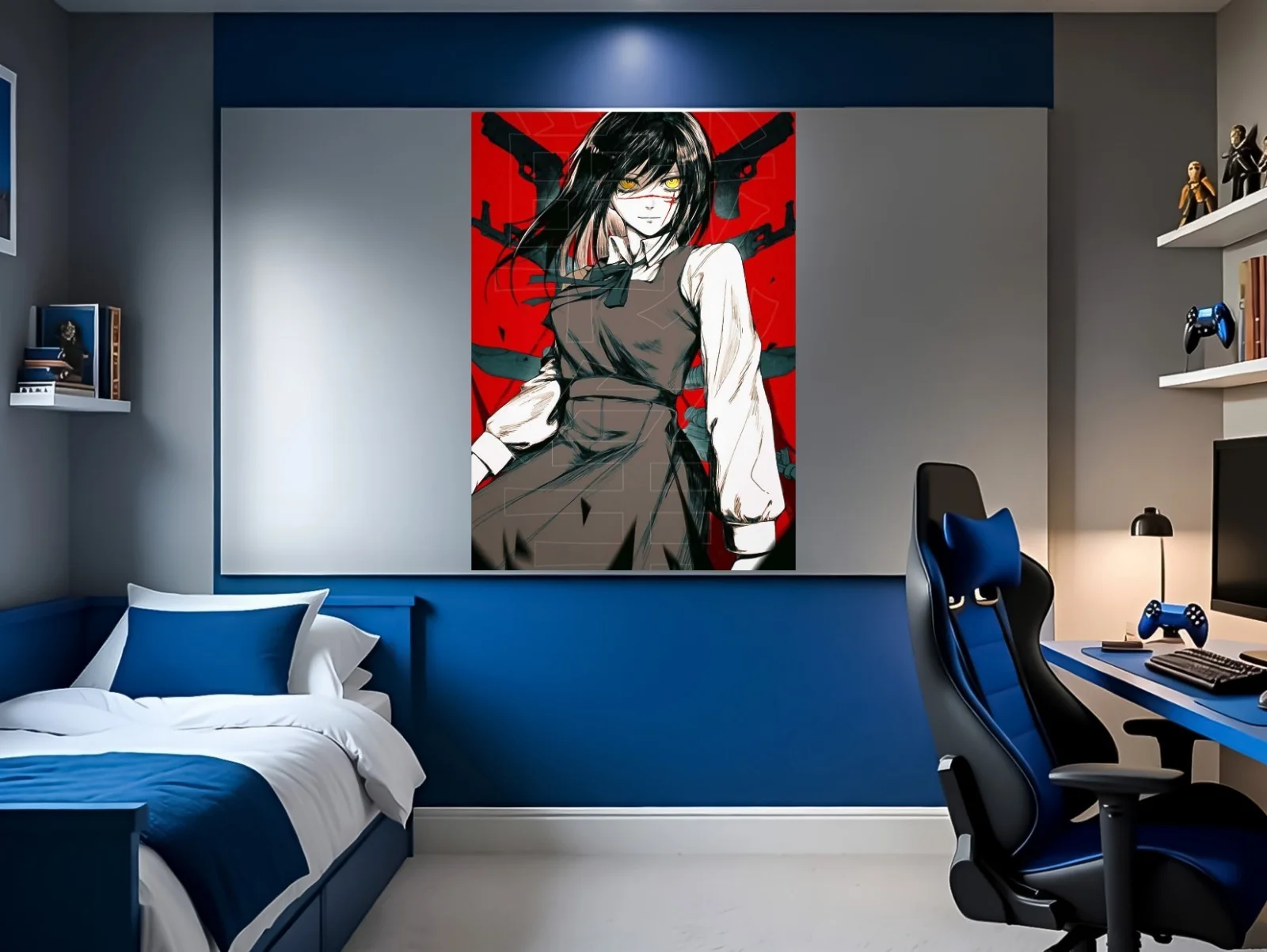 Large A0 A1 A2 A3 Chainsaw Man Yoru Japanese Anime Movie Wall Art Poster Mancave, изображение 4
