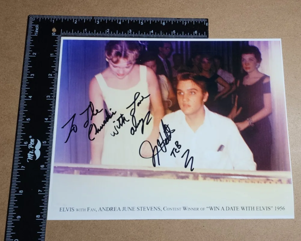 Vtg Photo of ELVIS PRESLEY w/Andrea June Stevens SIGNED by JIMMY VELVET - 1956, изображение 5