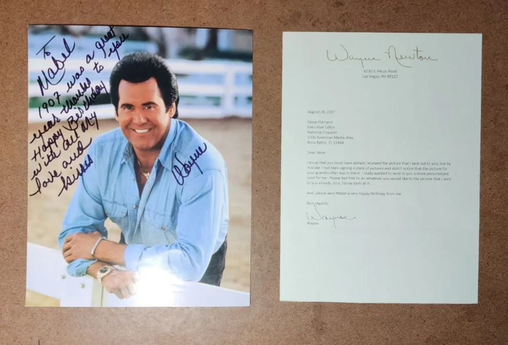 WAYNE NEWTON Autograph / SIGNED Photo & Letter on Wayne Newton Letterhead., изображение 2