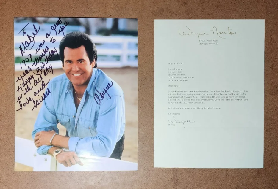 WAYNE NEWTON Autograph / SIGNED Photo & Letter on Wayne Newton Letterhead., изображение 3