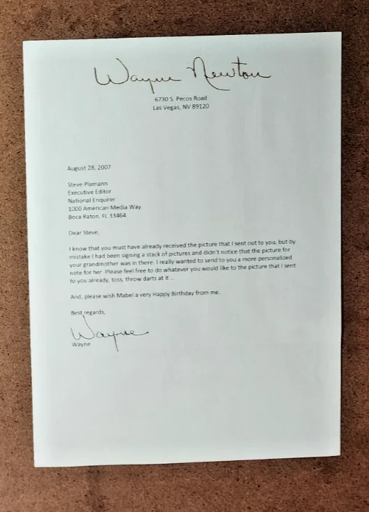 WAYNE NEWTON Autograph / SIGNED Photo & Letter on Wayne Newton Letterhead., изображение 5