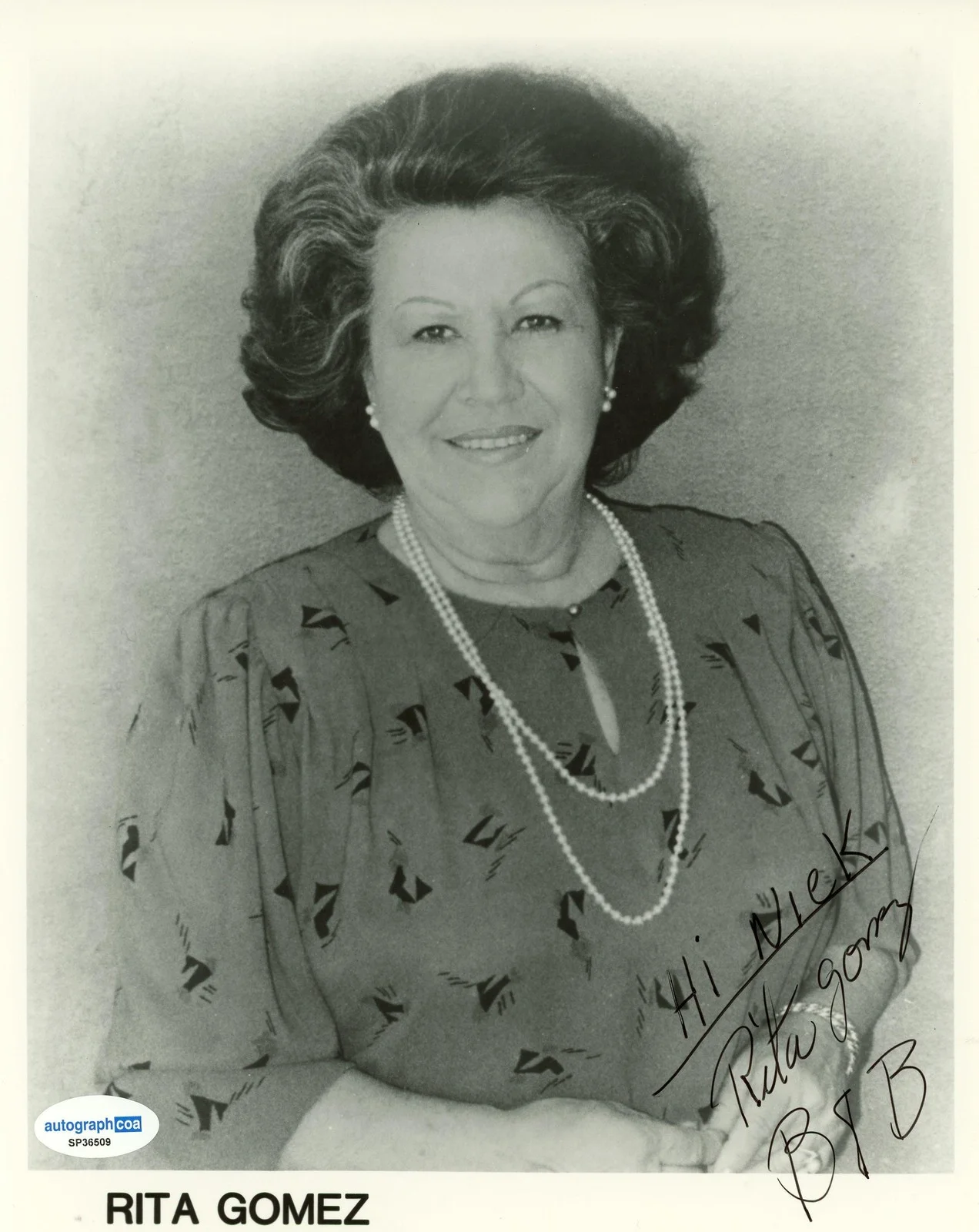 Rita Gomez — Rita Gomez "The Bold and the Beautiful" AUTOGRAPH Signed 8x10 Photo 'To Nick', image 2