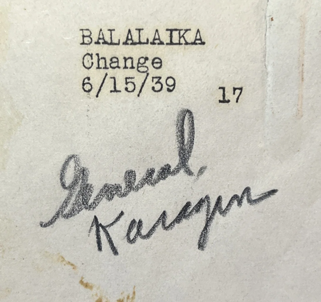 Balalaika (1939) Original Script Page Signed by Joyce Compton – MGM, image 4