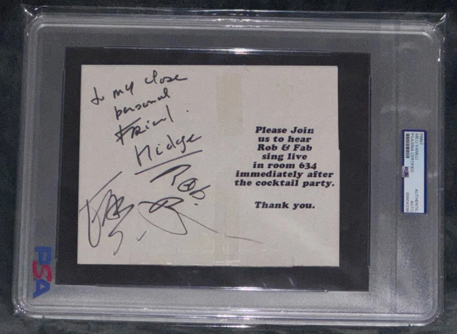 Signed Milli Vanilli Ticket Invite Autographed w/Fab & Rob Pilatus Auto Rare PSA, изображение 3