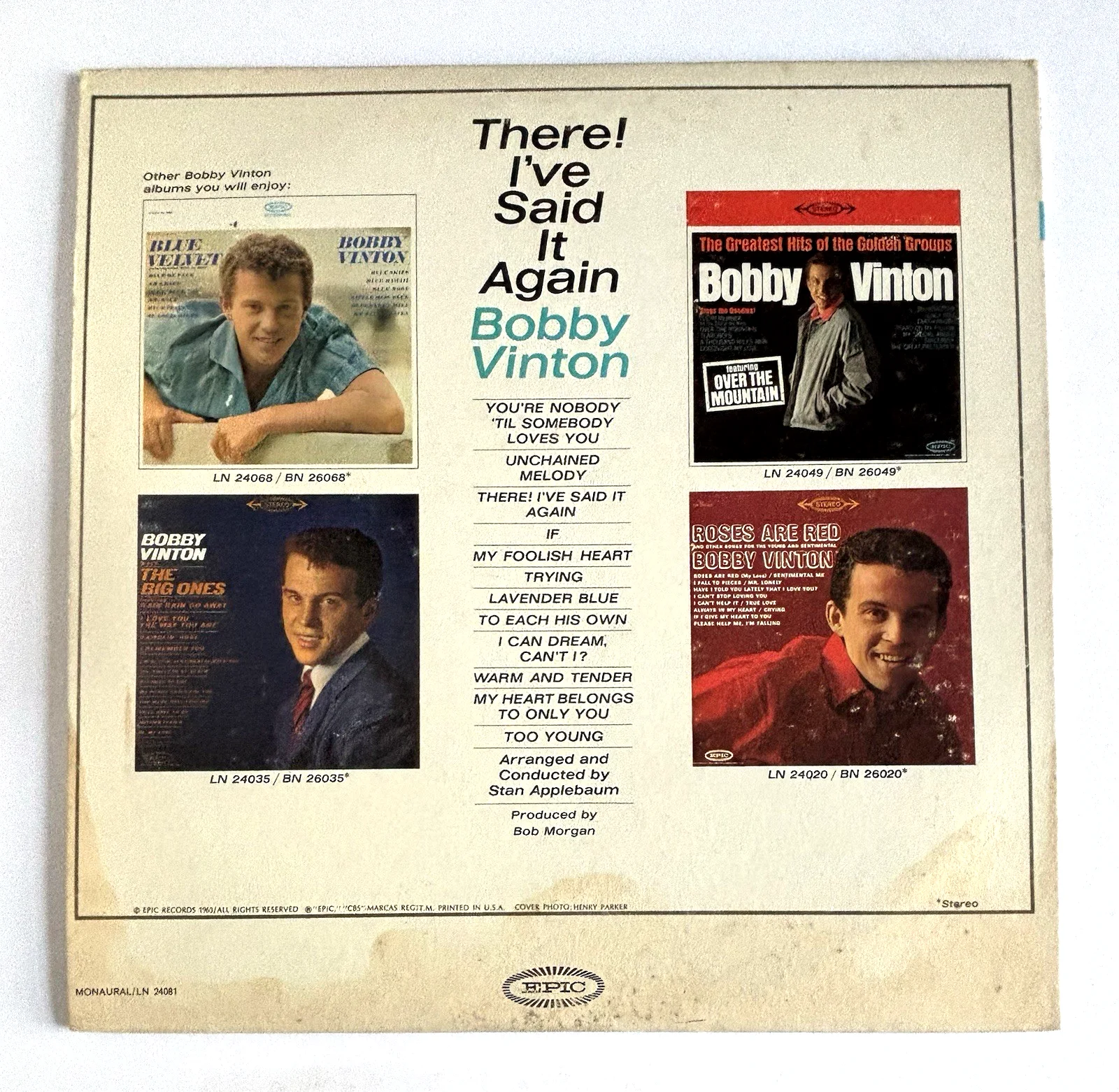BOBBY VINTON Signed I’VE SAID IT AGAIN Vinyl LP RECORD Album PSA DNA COA, image 3