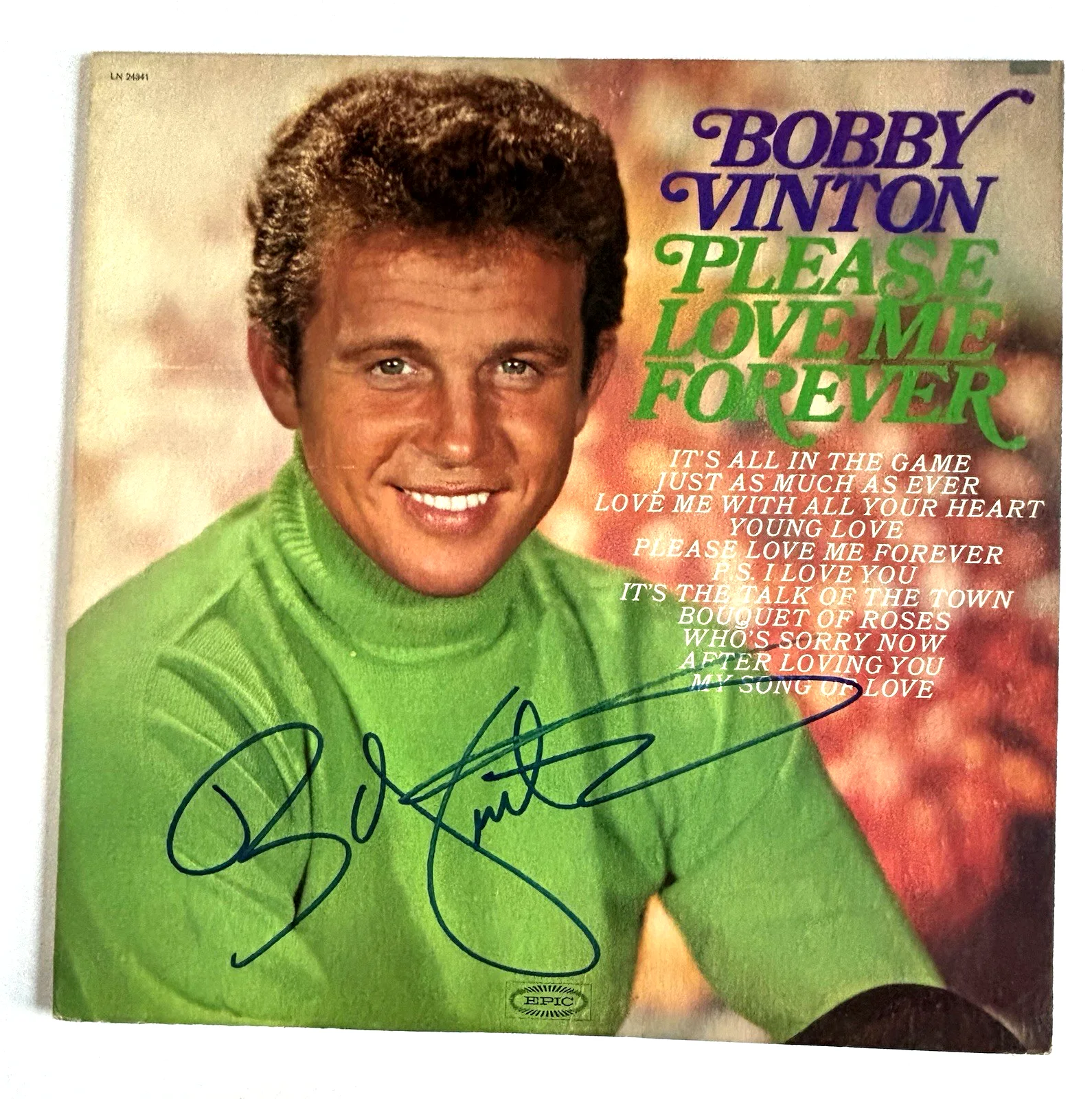 BOBBY VINTON Signed PLEASE LOVE ME FOREVER Vinyl LP RECORD Album PSA DNA COA, изображение 2