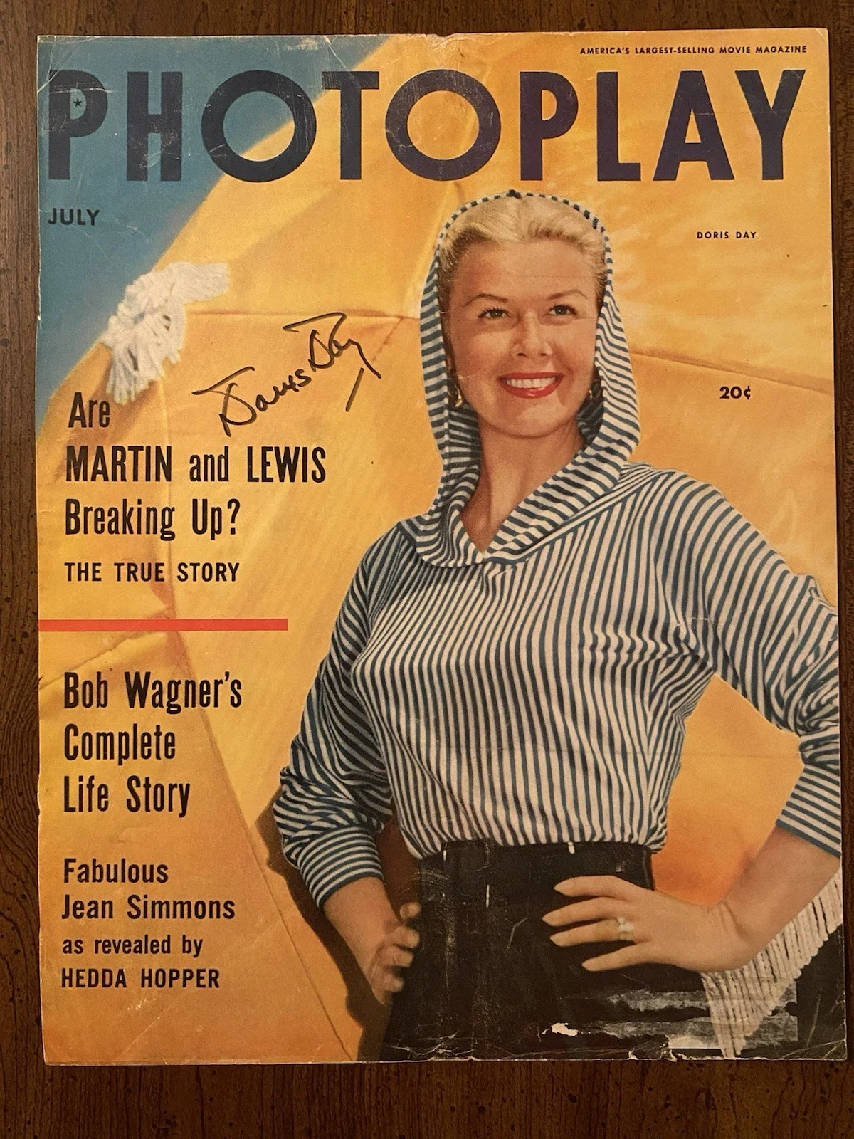 Doris Day — Doris Day Signed Autographed Vintage Photoplay Magazine With COA RARE