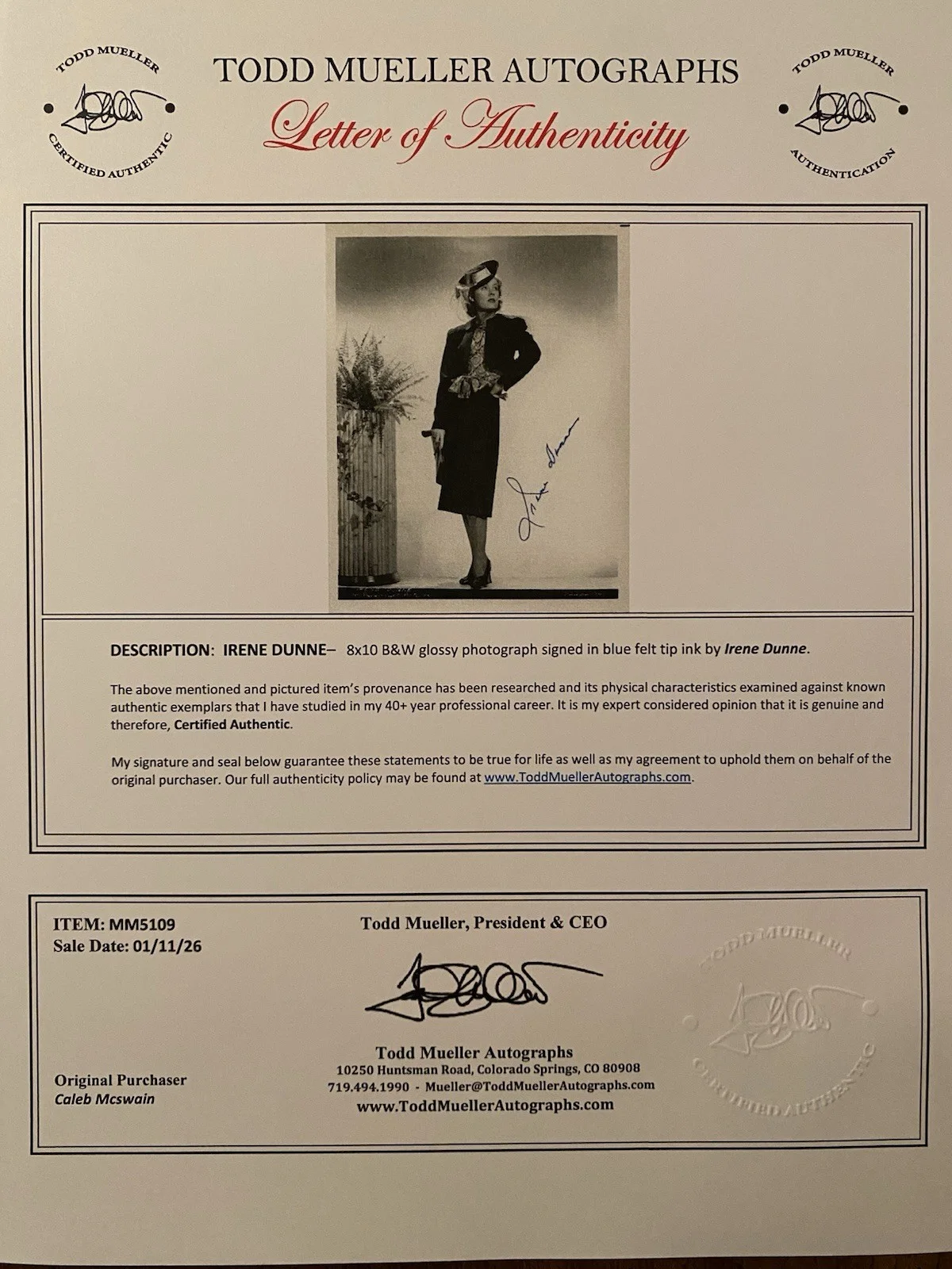 Irene Dunne — Irene Dunne Signed Autographed 8x10 Photo With COA Penny Serenade Awful Truth, изображение 4