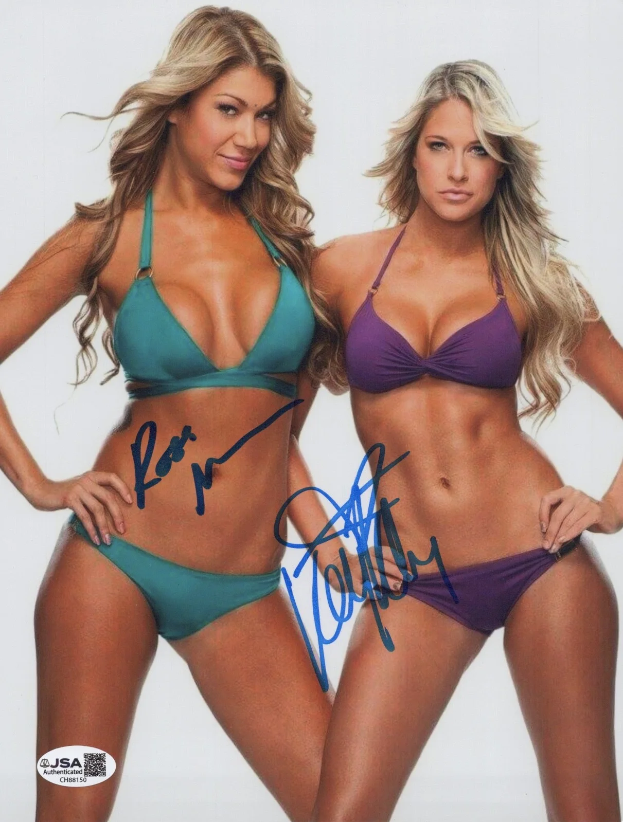 ROSA MENDES & KELLY KELLY — ROSA MENDES & KELLY KELLY Hand-Signed "WWE DIVAS" 8x10 Photo (JSA COA)