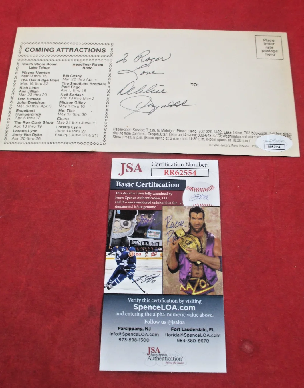Debbie Reynolds — Debbie Reynolds Autographed HARRH's JSA COA Signed Actress Hand Signed Card, image 4