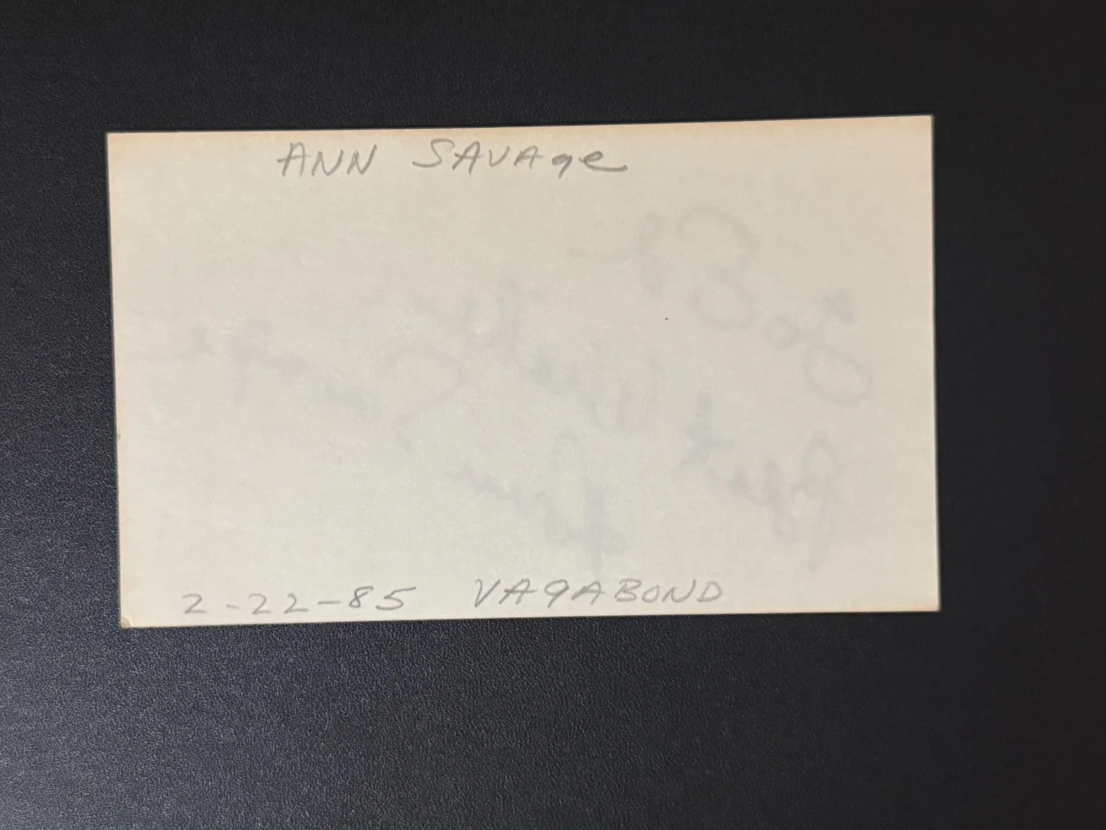 Ann Savage - Signed Autograph Index Card - Detour - Renegade Girl (D. 2008), изображение 2