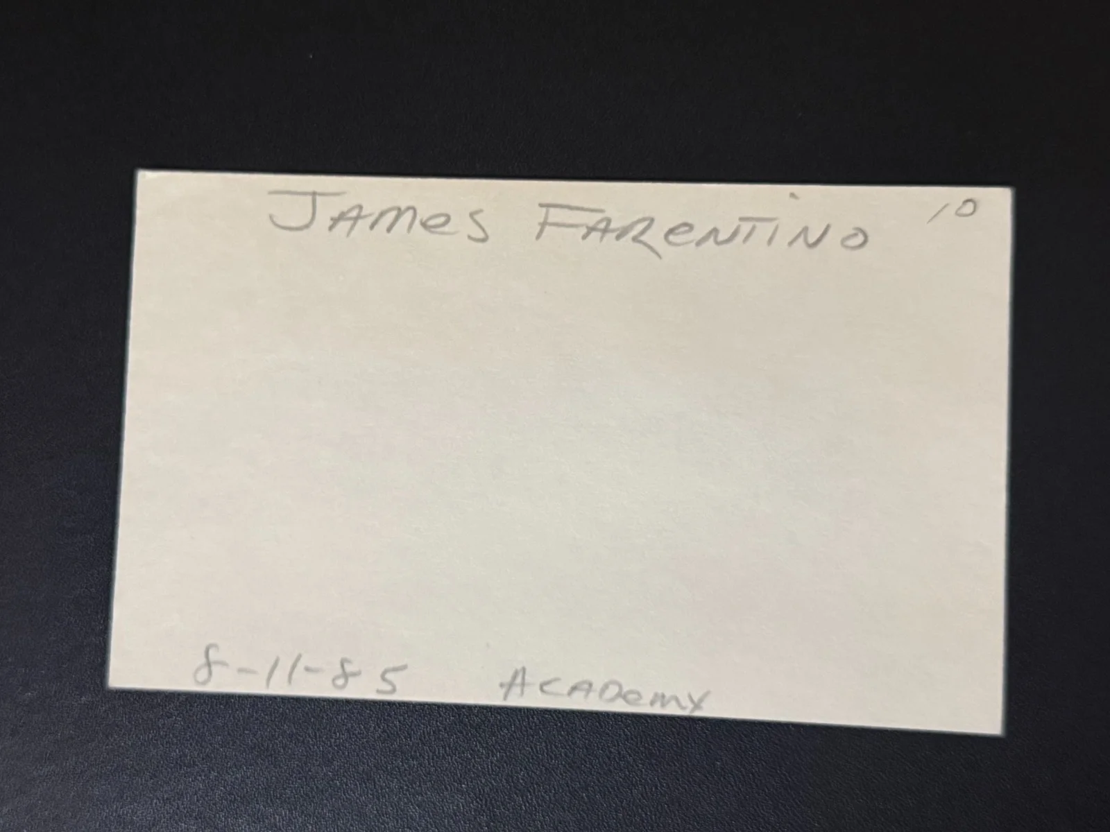 James Farentino — JAMES FARENTINO SIGNED AUTOGRAPH INDEX CARD (D. 2012) Actor, image 2