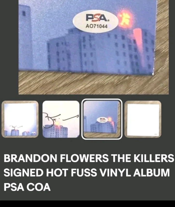BRANDON FLOWERS THE KILLERS SIGNED HOT FUSS VINYL ALBUM PSA COA, изображение 2