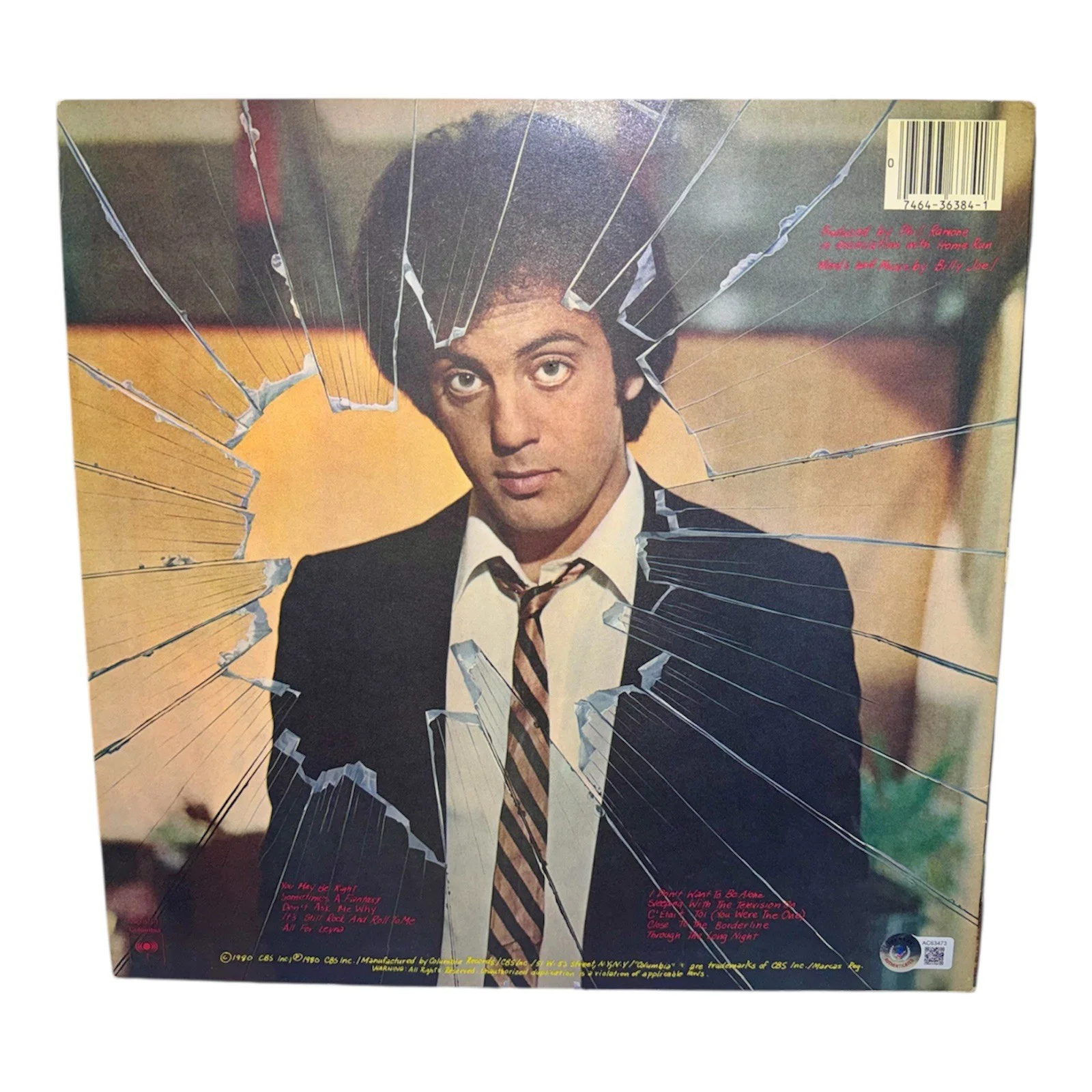Billy Joel – Glass Houses Signed Autographed LP Vinyl (Beckett Authenticated), image 2