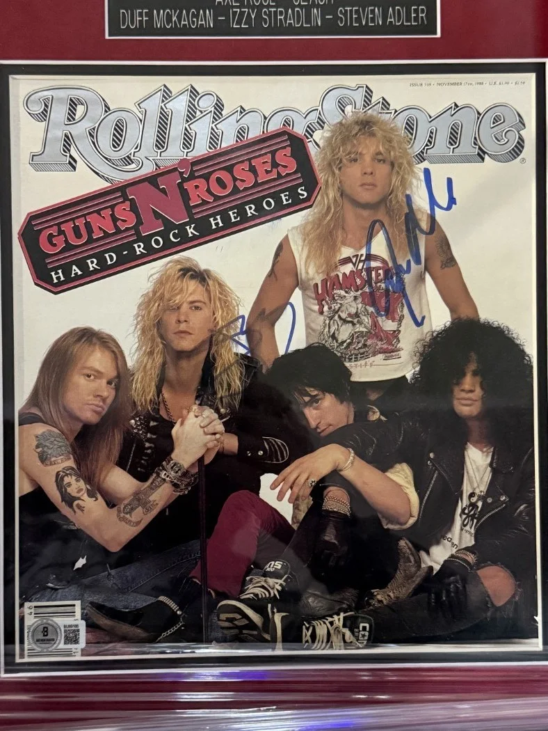 Guns N' Roses Hand Signed Banner & Album Cover Axl Rose Slash +2 Framed JSA, изображение 2