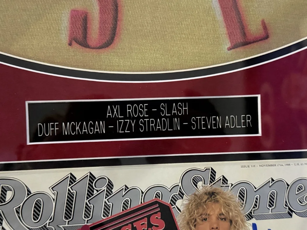 Guns N' Roses Hand Signed Banner & Album Cover Axl Rose Slash +2 Framed JSA, изображение 4
