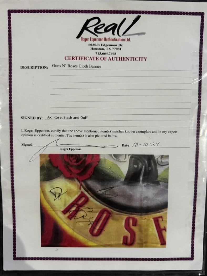 Guns N' Roses Hand Signed Banner & Album Cover Axl Rose Slash +2 Framed JSA, изображение 5