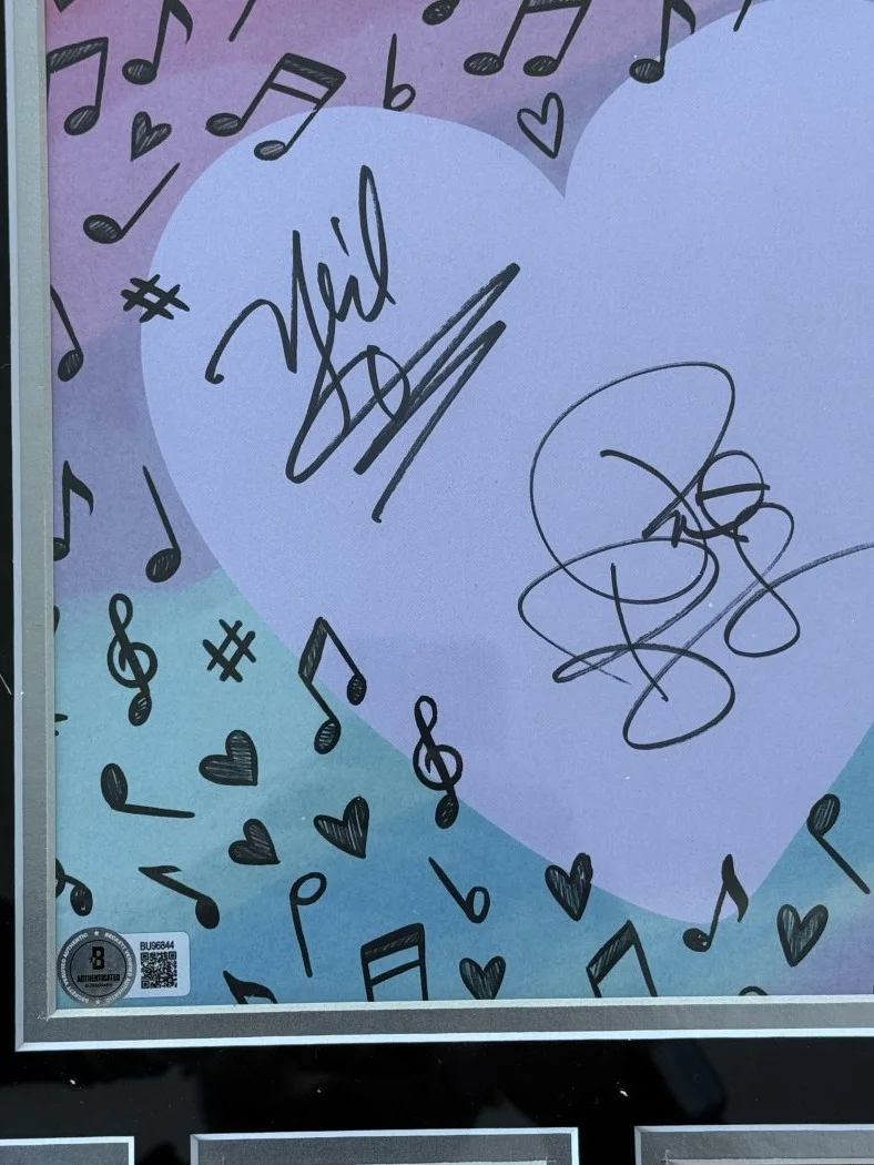 Neil Giraldo Pat Benatar Dual Signed Cut My Grandma And Grandpa Rock Framed BAS, изображение 2