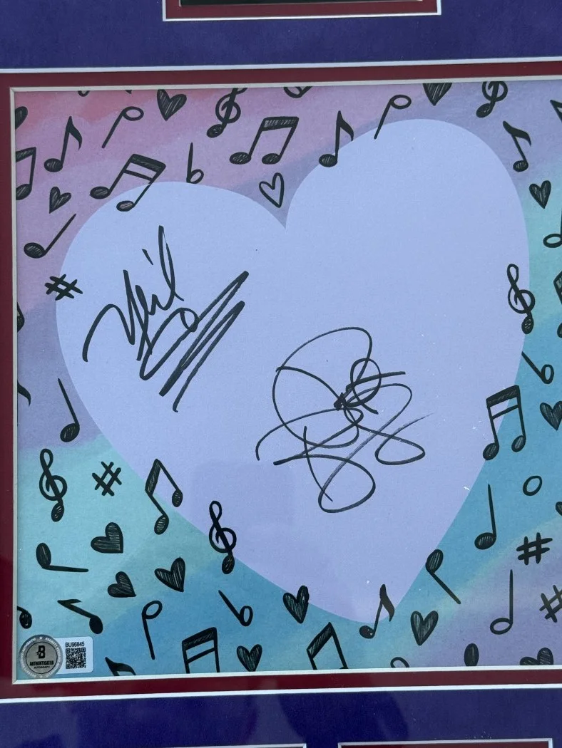 Pat Benatar Neil Giraldo Dual Signed Cut My Grandma And Grandpa Rock Framed BAS, image 2