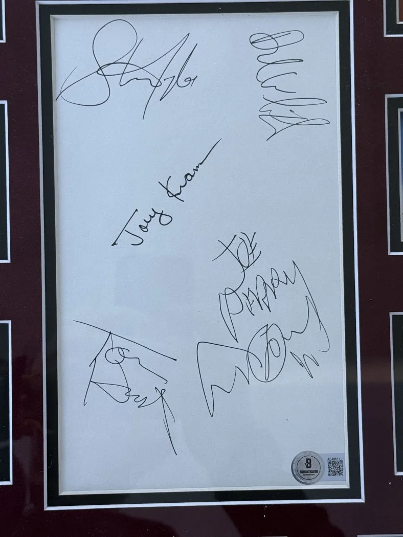 Aerosmith Autographed Band Cut Steven Tyler Joe Perry Joey Kramer +2 Framed BAS, image 2