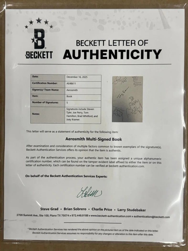 Aerosmith Autographed Band Cut Steven Tyler Joe Perry Joey Kramer +2 Framed BAS, image 5