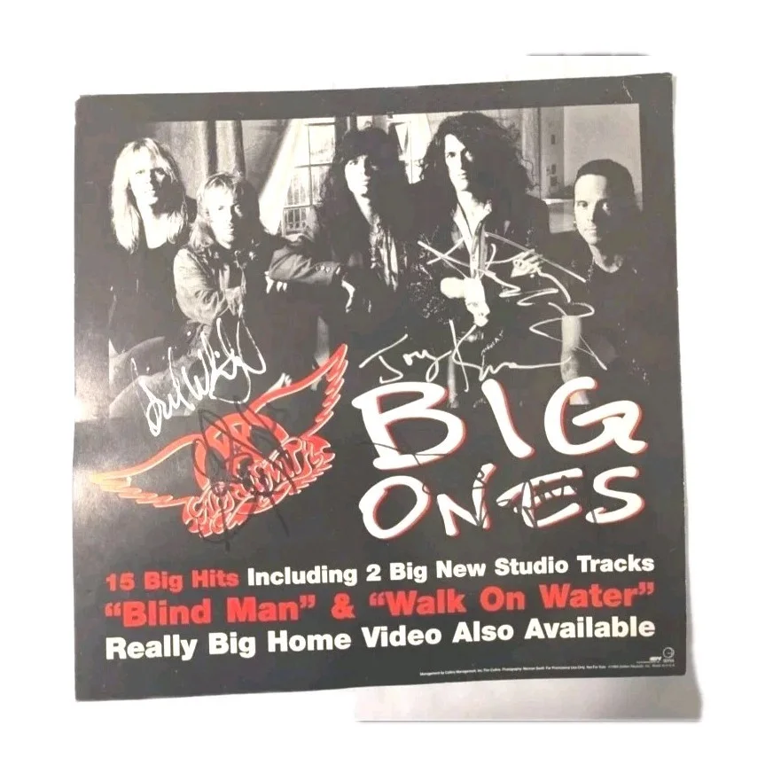 Aerosmith signed 12x12 promo Flat "Big Ones" - autographed by all 5! ACOA COA, image 2