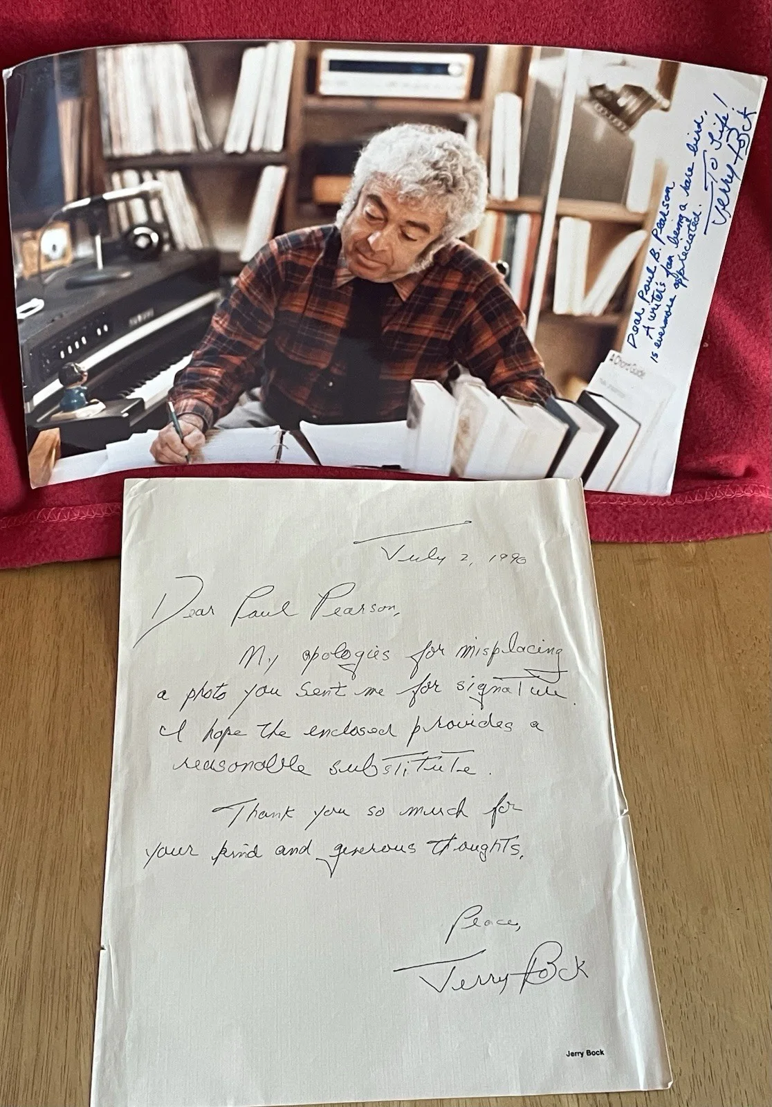Jerry Bock — Composer Jerry Bock Autograph Photo and Letter with "Fiddler On The Roof Quote", изображение 2