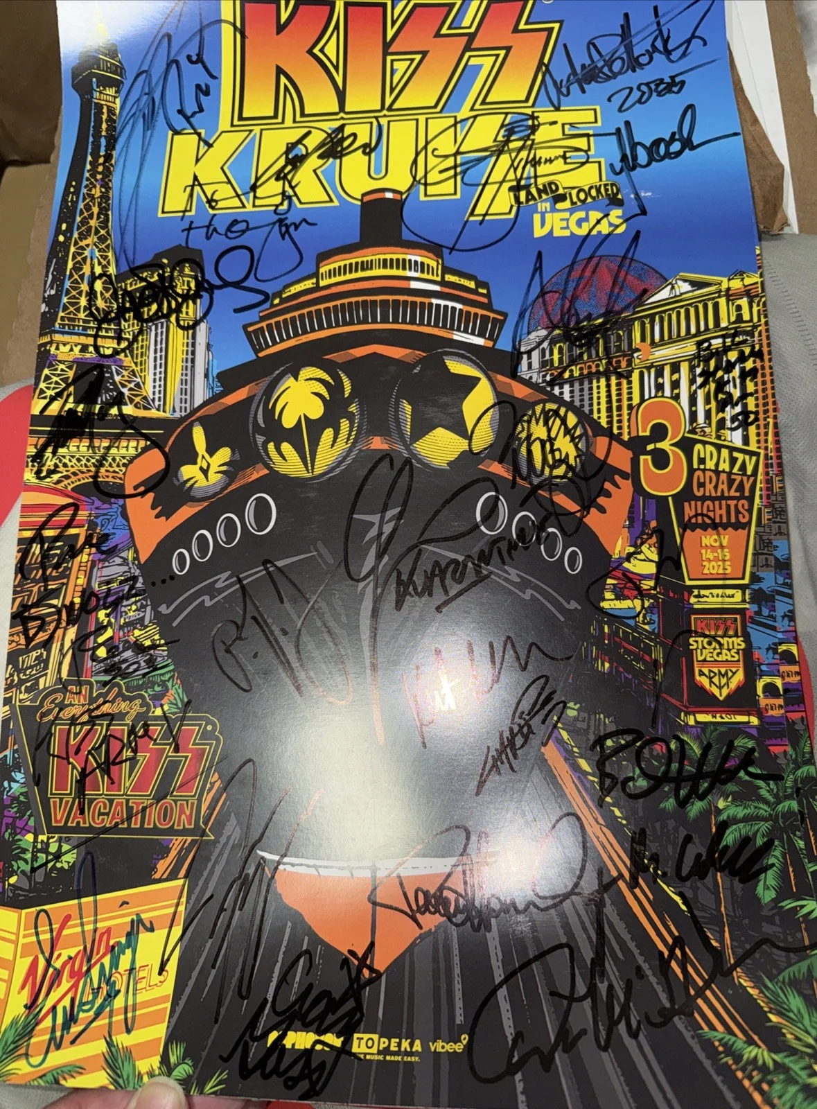 KISS KRUISE LAS VEGAS 2025 SIGNED X27 POSTER PAUL STANLEY GENE SIMMONS, изображение 2