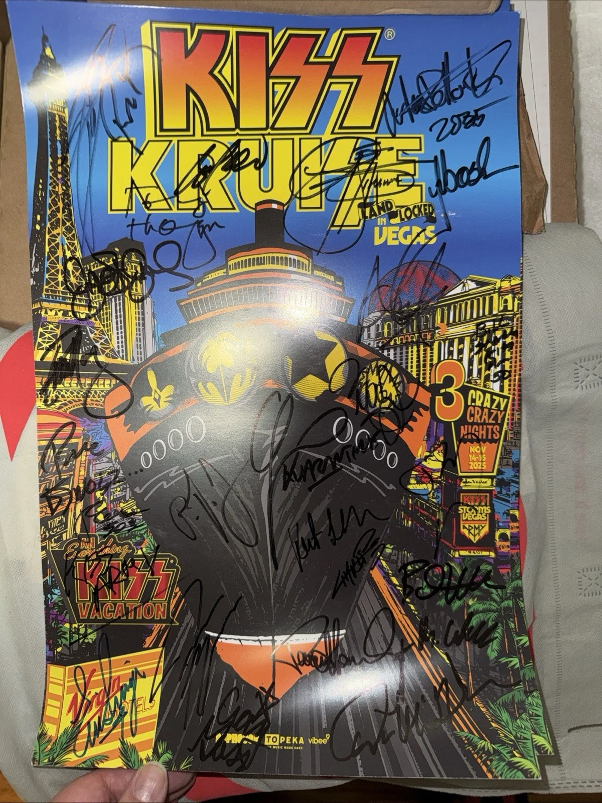 KISS KRUISE LAS VEGAS 2025 SIGNED X27 POSTER PAUL STANLEY GENE SIMMONS, изображение 4