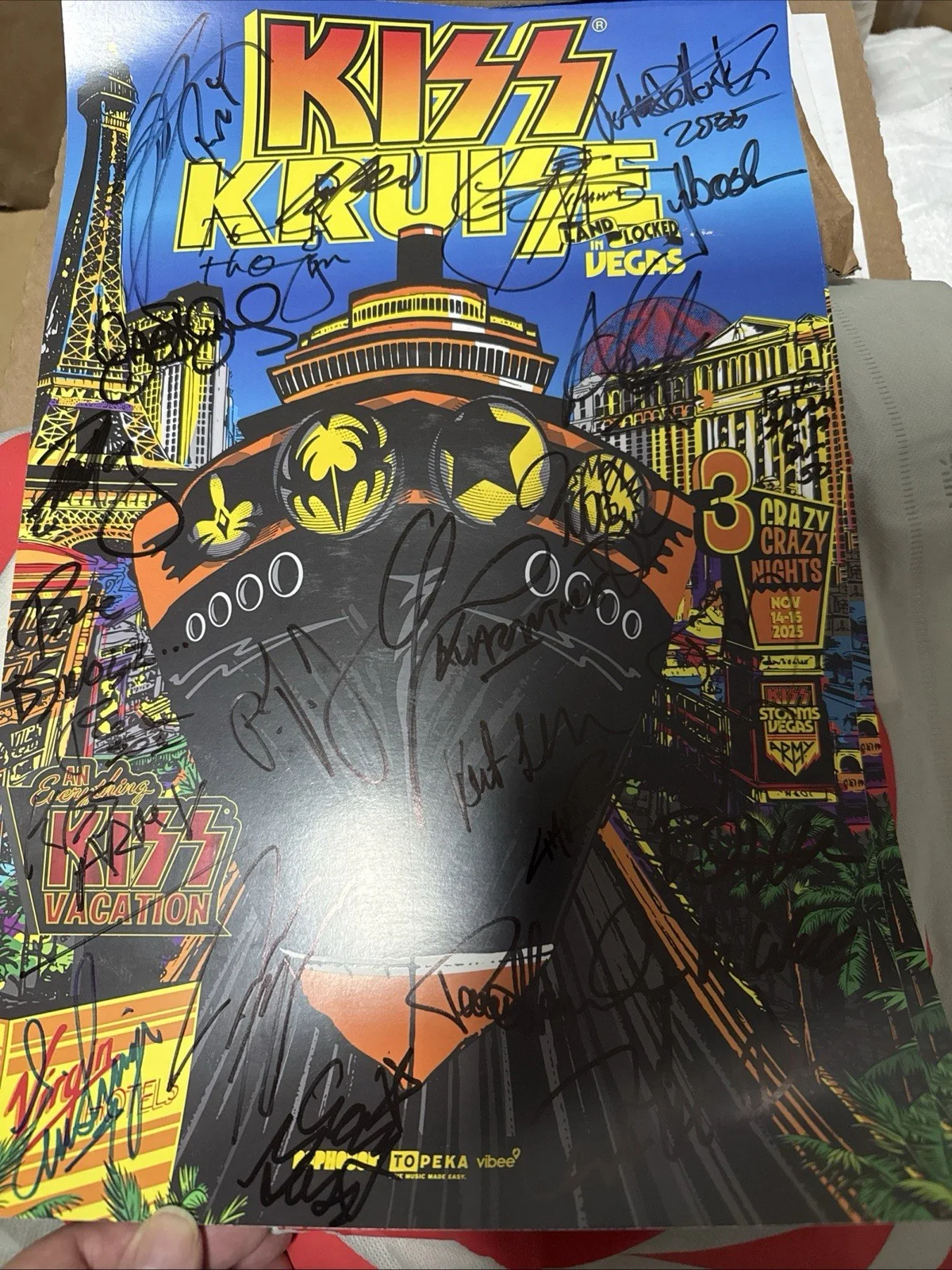 KISS KRUISE LAS VEGAS 2025 SIGNED X27 POSTER PAUL STANLEY GENE SIMMONS, изображение 5