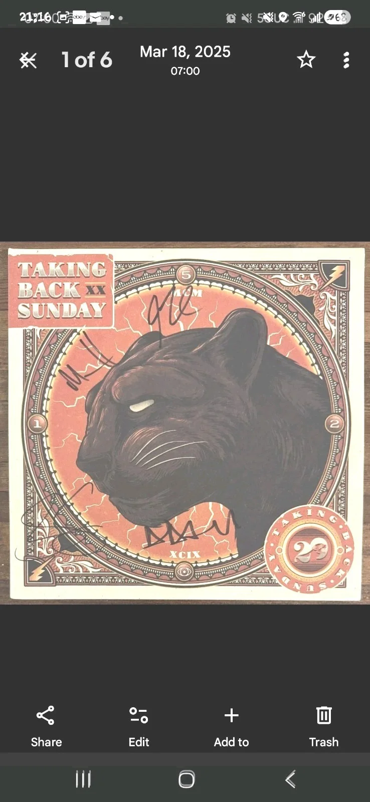 FULL BAND SIGNED Taking Back Sunday Twenty Vinyl 2LP BAS Beckett LOA, image 3