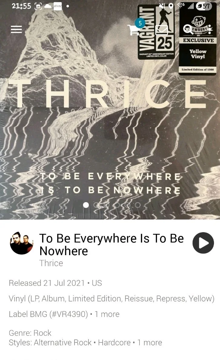 Thrice Autographed To Be Everywhere Is To Be Nowhere Yellow Vinyl LP Full Band!, image 5