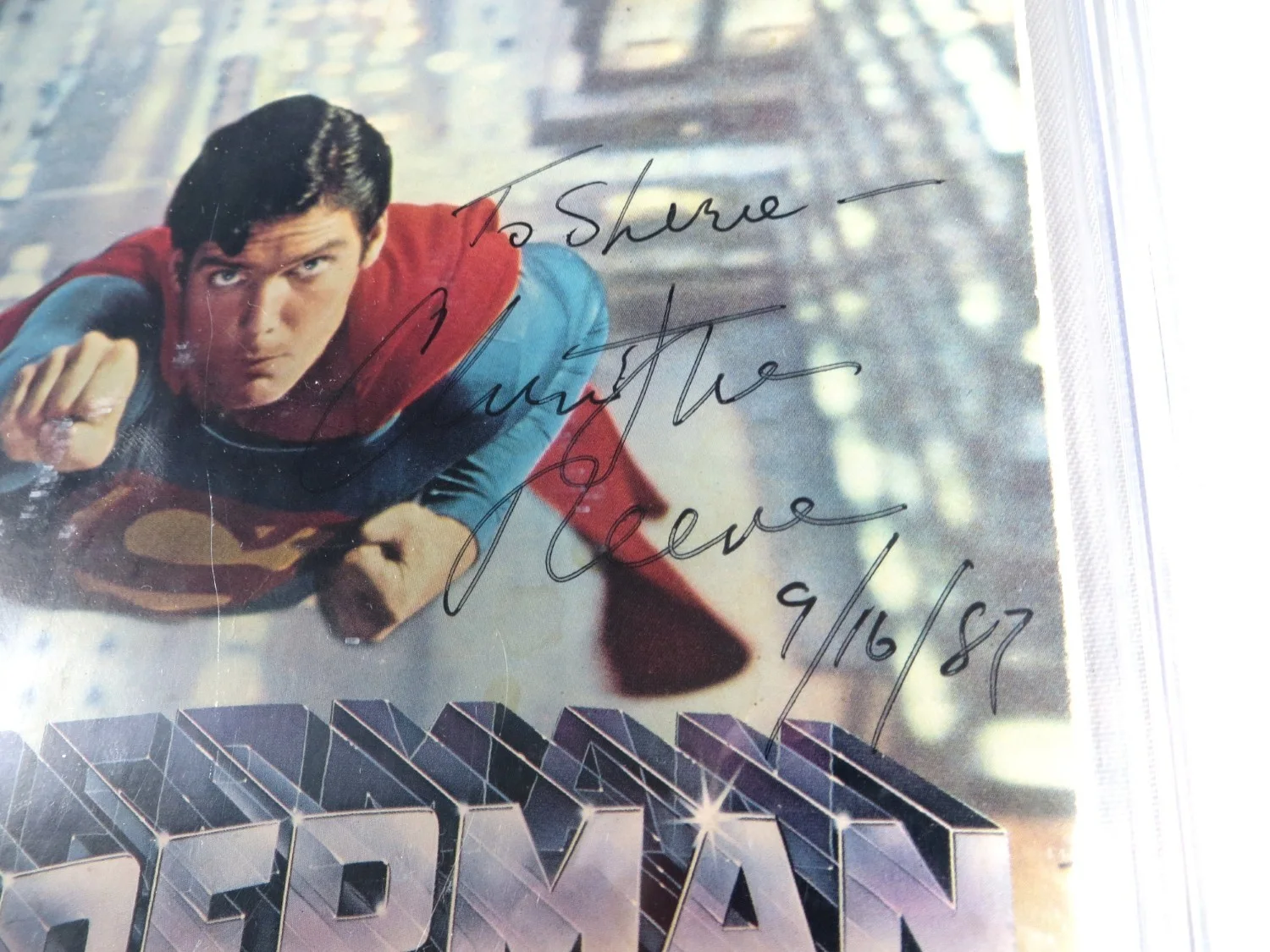 Christopher Reeve — Christopher Reeve Signed Autographed Magazine Superman 1987 Encased BAS 2384, image 2