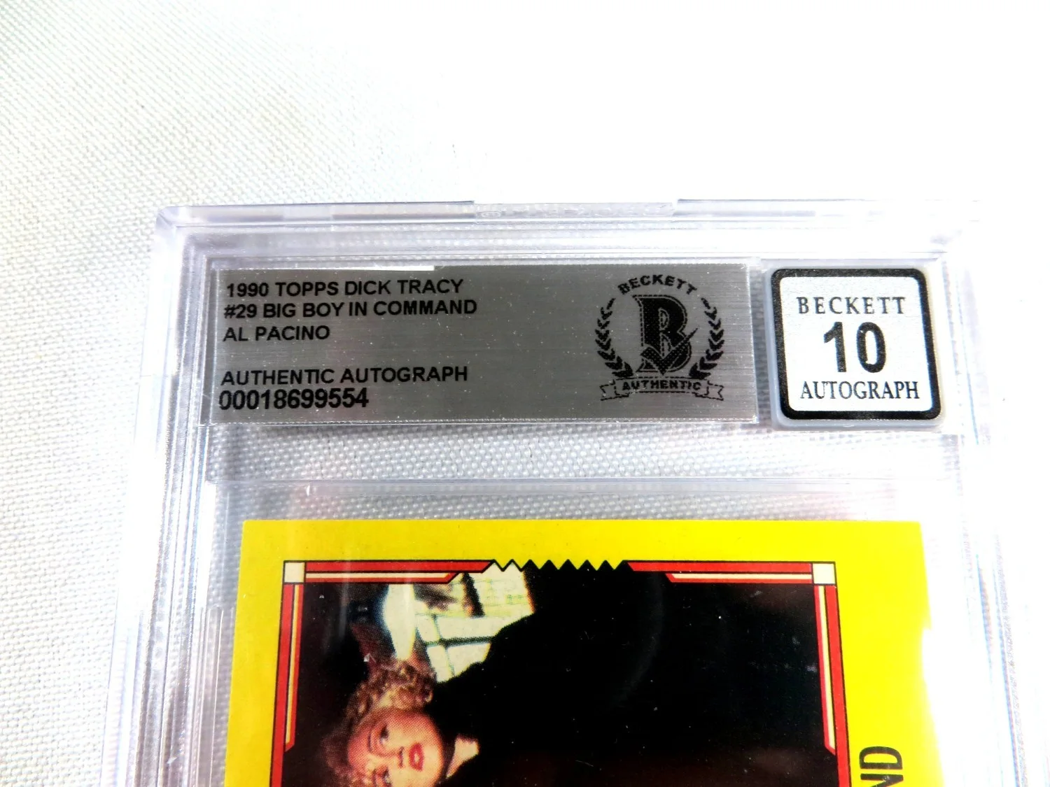Al Pacino — Al Pacino Autographed Trading Card Dick Tracy 1990 Topps #29 10 Auto Grade BAS, изображение 2