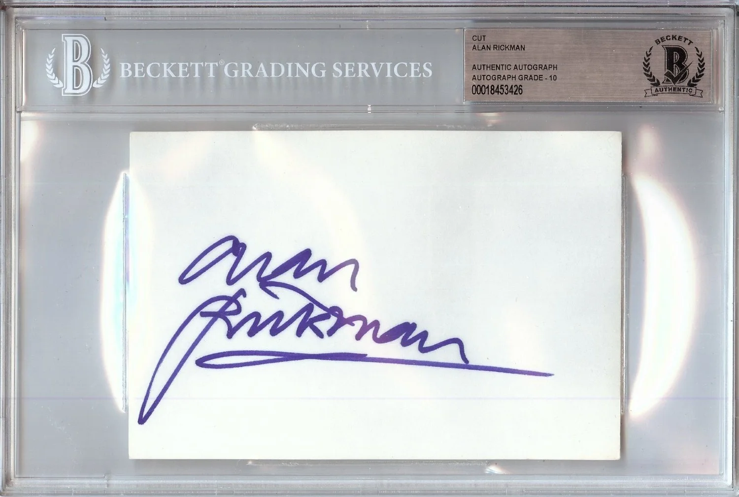 Alan Rickman — Alan Rickman Signed Autographed Cut Signature Die Hard 10 Auto Grade BAS 3426