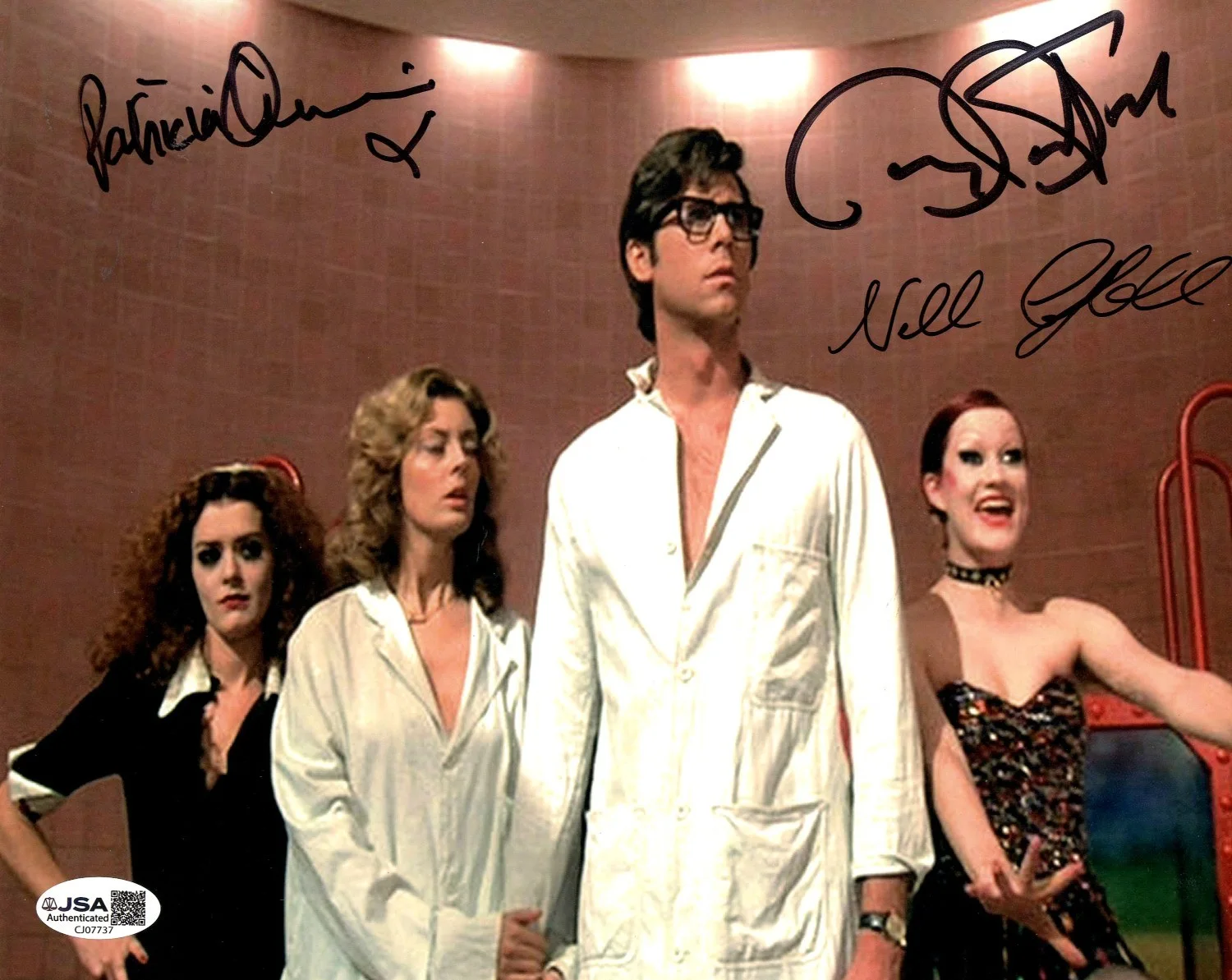 Patricia Quinn, Barry Bostwick, Nell Campbell — Rocky Horror Picture Show Autographed 8X10 Photo Bostwick Quinn +2 JSA CJ07737