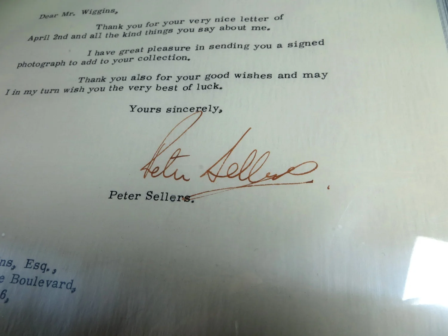 Peter Sellers — Peter Sellers Signed Autographed Personal Letter Auto Grade 9 BAS 140, image 2