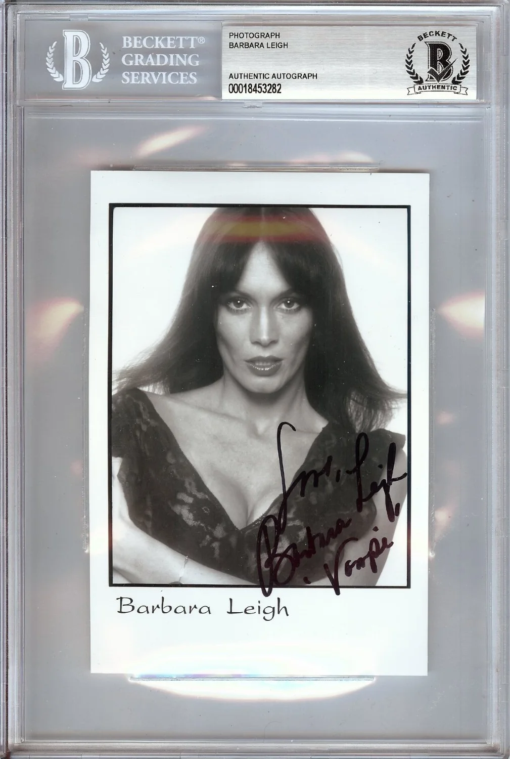 Barbara Leigh — Barbara Leigh Signed Autographed Small Photo "Vampi" Vampirella BAS 3282