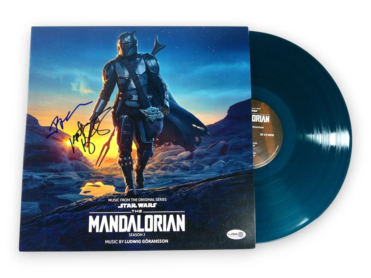 Jon Favreau, Kathleen Kennedy — Jon Favreau Kathleen Kennedy Signed Autographed Album Cover The Mandalorian JSA