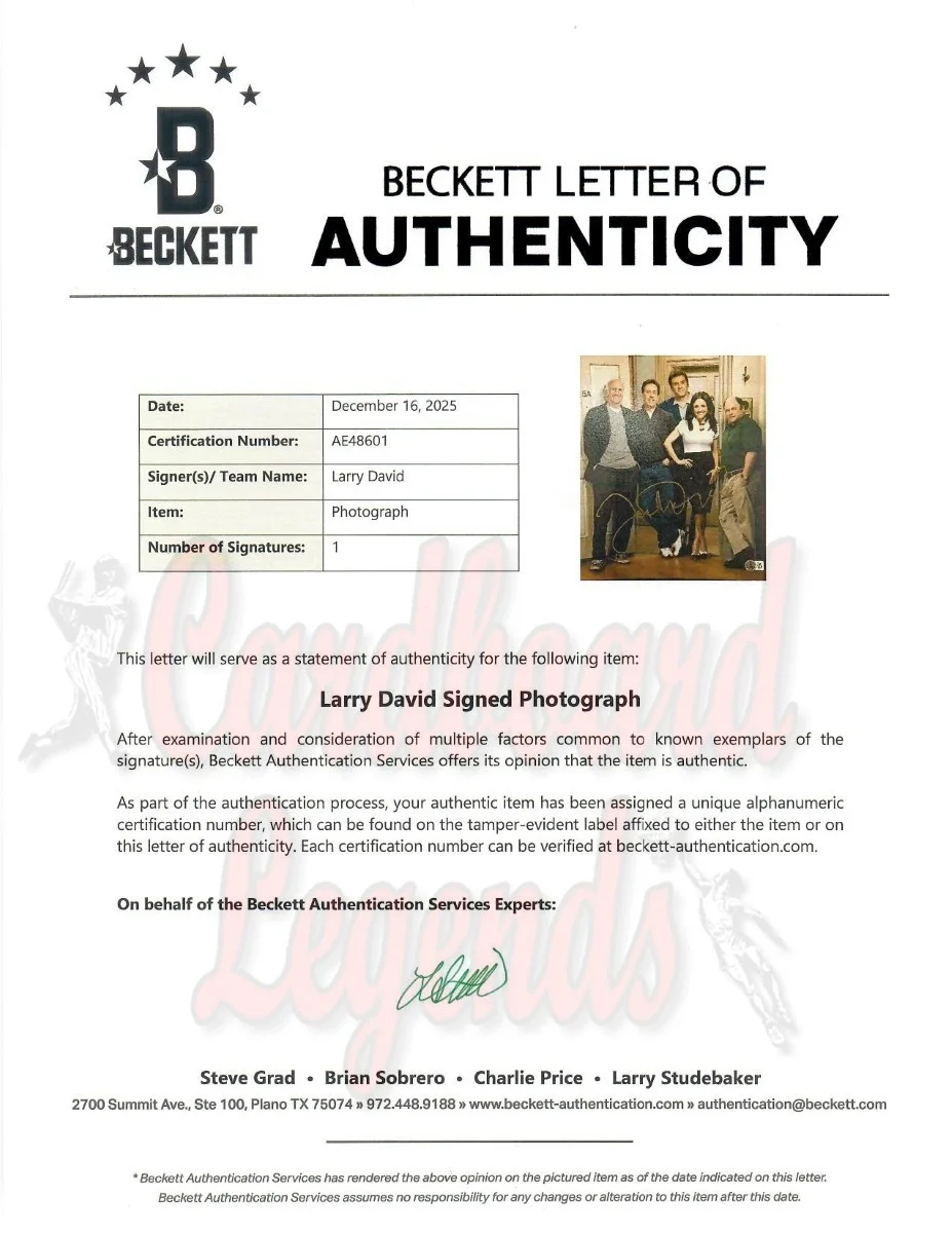 Larry David — Larry David Signed Autographed 11X14 Photo Seinfeld w/Cast on Set BAS AE48601, изображение 2