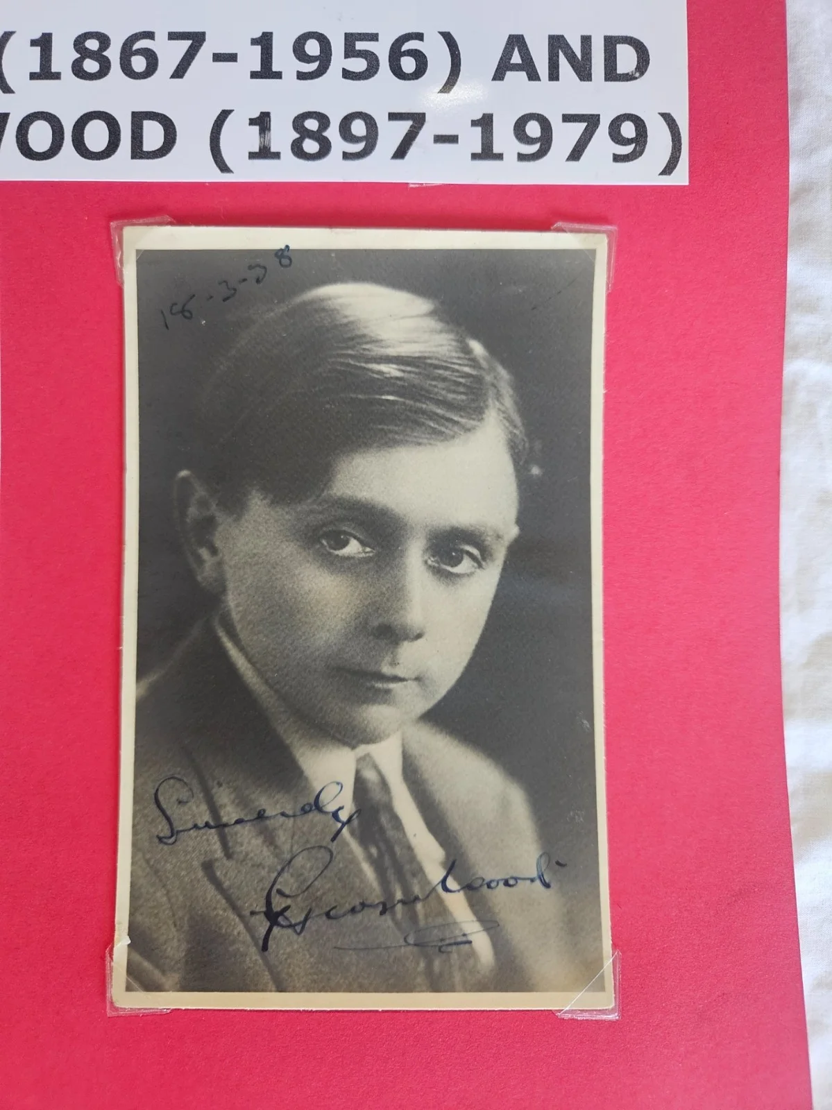 Vintage "Wee" Georgie Wood Autograph 3 x 5 card includes Dolly Harmer picture, изображение 2
