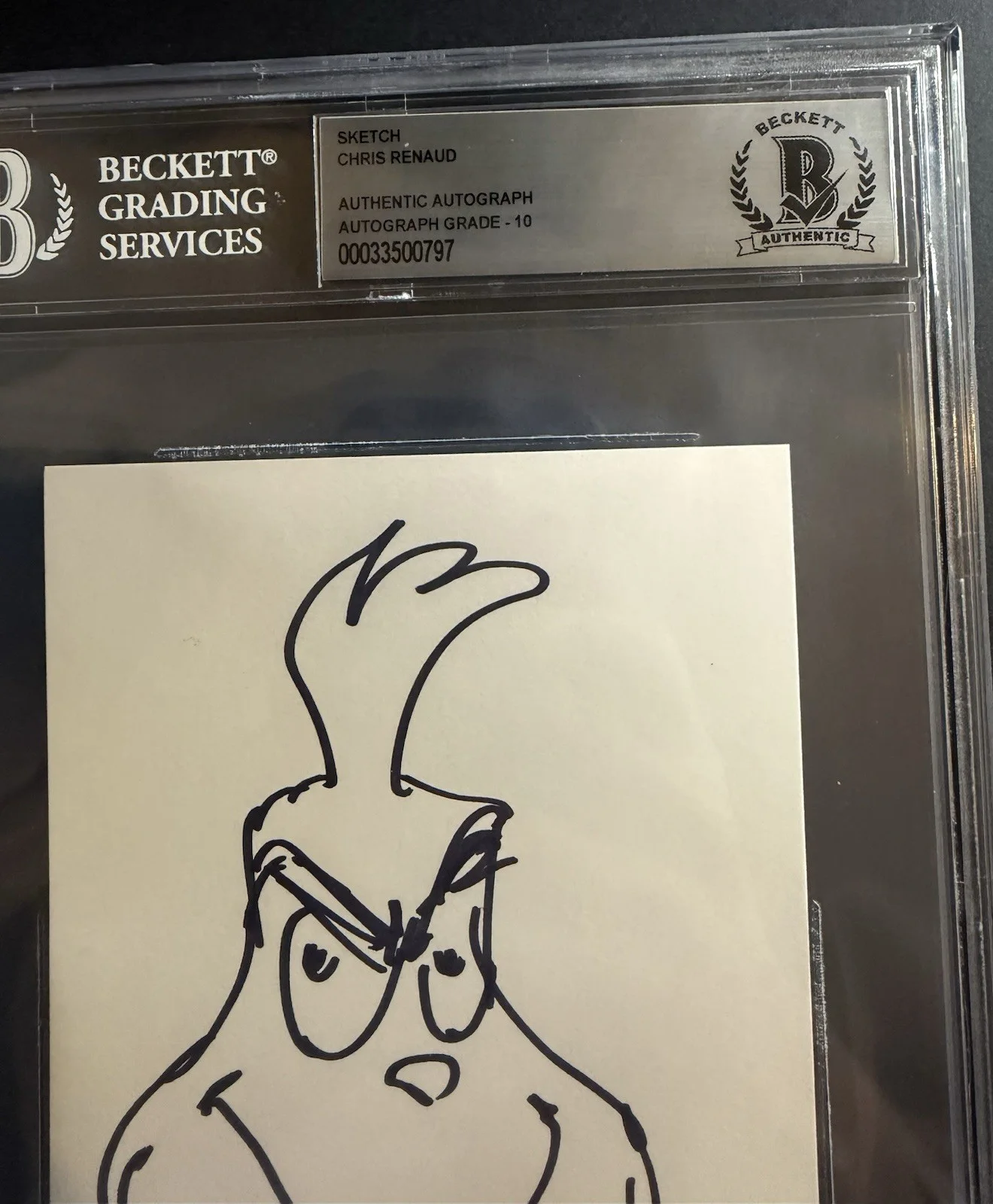 Chris Renaud — Chris Renaud Hand Drawn Sketch The Grinch Christmas Beckett Autograph BAS 10, изображение 2