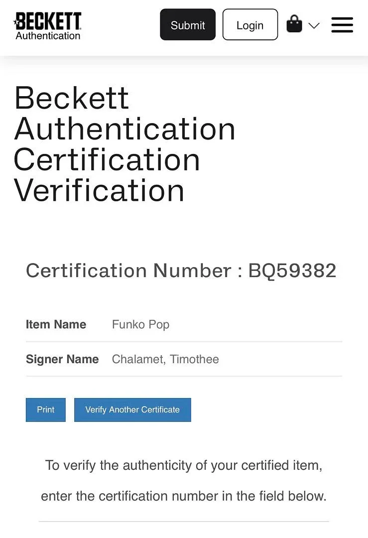 Timothy Chalamet Signed Funko Pop #1476 (Willy Wonka) - Beckett COA, изображение 5
